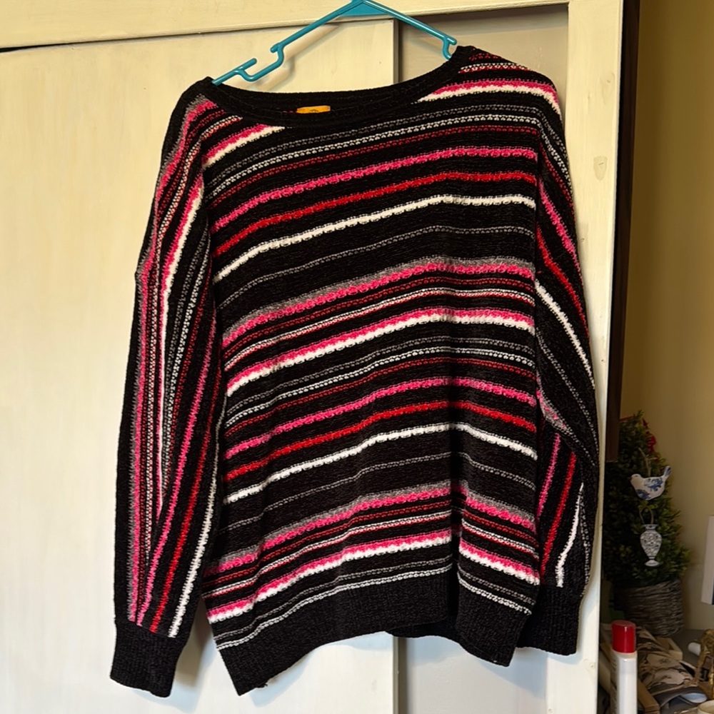 Striped Black and Pink Women's Sweater